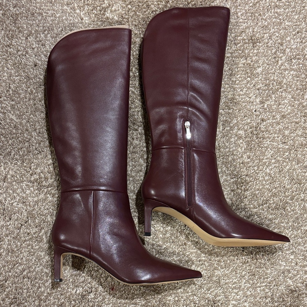 Marc Fisher LTD Melesmee Burgundy Tall Boots Pointed Toe Heel Size 10 E216 - Picture 2 of 8